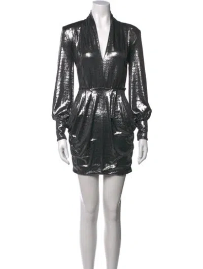 Pre-owned Ba&sh V-neck Mini Dress W/ Tags In Metallic/silver