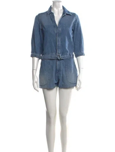 Pre-owned Ba&sh V-neck Romper In Blue