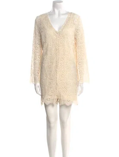 Pre-owned Ba&sh V-neck Romper W/ Tags In Neutral