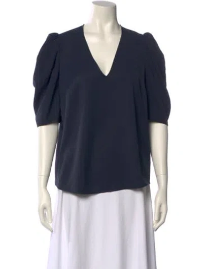 Pre-owned Ba&sh V-neck Short Sleeve Blouse In Blue