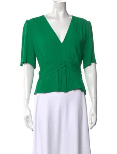 Pre-owned Ba&sh V-neck Short Sleeve Blouse In Green