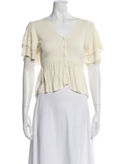 Pre-owned Ba&sh V-neck Short Sleeve Blouse In Multi