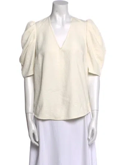 Pre-owned Ba&sh V-neck Short Sleeve Blouse In Neutral