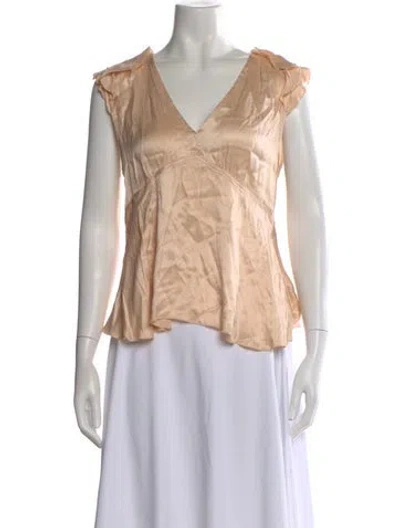 Pre-owned Ba&sh V-neck Short Sleeve Blouse In Pink