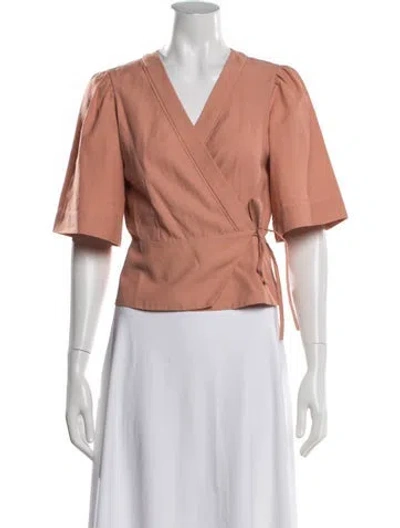 Pre-owned Ba&sh V-neck Short Sleeve Blouse In Pink