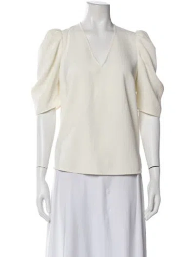Pre-owned Ba&sh V-neck Short Sleeve Blouse In White