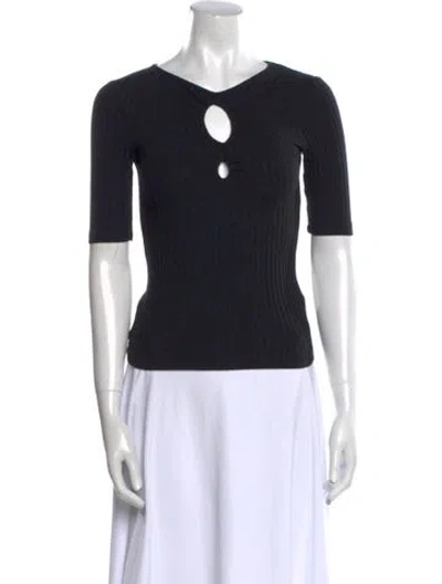 Pre-owned Ba&sh V-neck Short Sleeve Top In Black