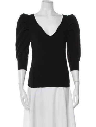 Pre-owned Ba&sh V-neck Short Sleeve Top In Black