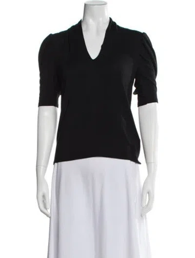 Pre-owned Ba&sh V-neck Short Sleeve Top In Black