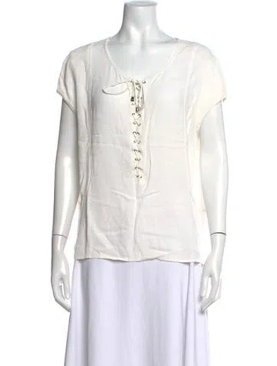 Pre-owned Ba&sh V-neck Short Sleeve Top In Neutrals