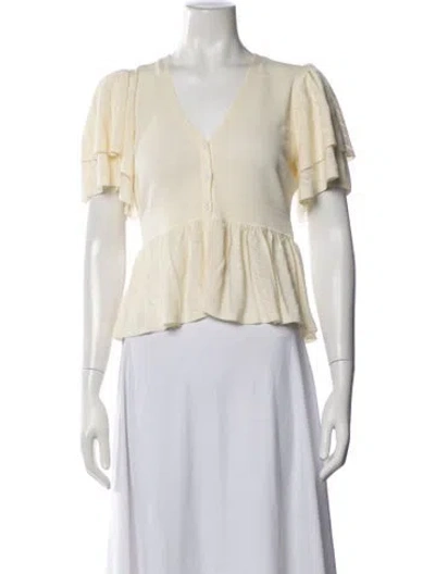 Pre-owned Ba&sh V-neck Short Sleeve Top In Neutrals
