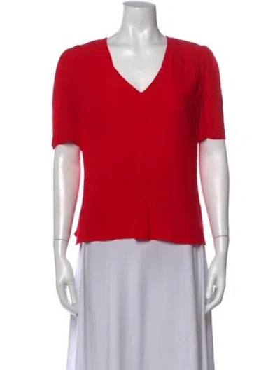 Pre-owned Ba&sh V-neck Short Sleeve Top In Red