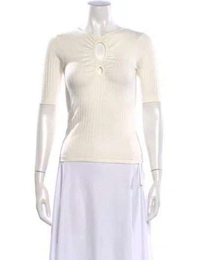Pre-owned Ba&sh V-neck Short Sleeve Top In White