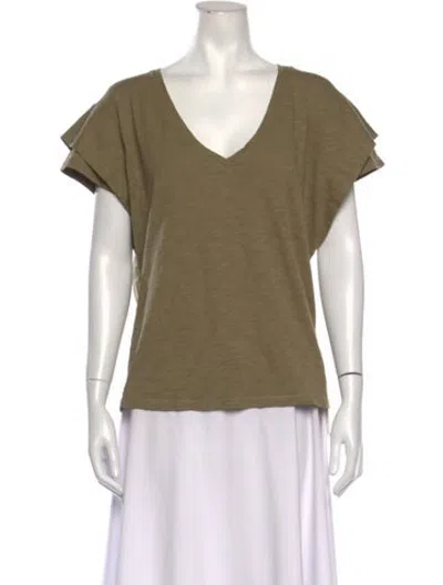 Pre-owned Ba&sh V-neck Short Sleeve T-shirt In Green