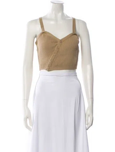 Pre-owned Ba&sh V-neck Sleeveless Crop Top In Neutral