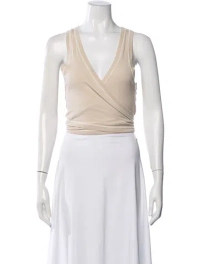 Pre-owned Ba&sh V-neck Sleeveless Crop Top In Neutral