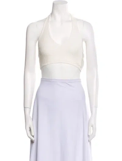 Pre-owned Ba&sh V-neck Sleeveless Crop Top W/ Tags In White
