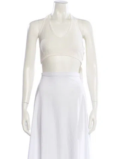 Pre-owned Ba&sh V-neck Sleeveless Crop Top W/ Tags In White