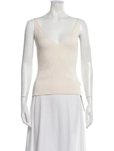 Pre-owned Ba&sh V-neck Sleeveless Top In White
