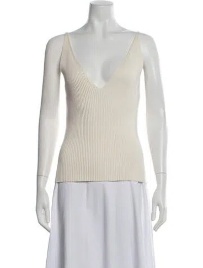 Pre-owned Ba&sh V-neck Sleeveless Top In White