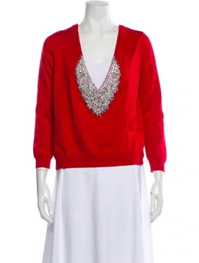 Pre-owned Ba&sh V-neck Sweater In Red