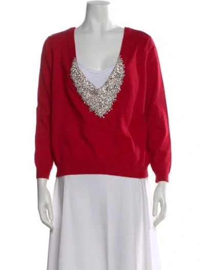 Pre-owned Ba&sh V-neck Sweater In Red