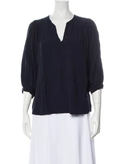 Pre-owned Ba&sh V-neck Three-quarter Sleeve Blouse In Black