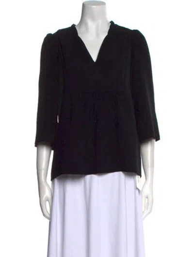 Pre-owned Ba&sh V-neck Three-quarter Sleeve Blouse In Black