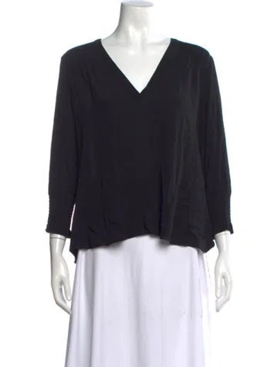 Pre-owned Ba&sh V-neck Three-quarter Sleeve Blouse In Black