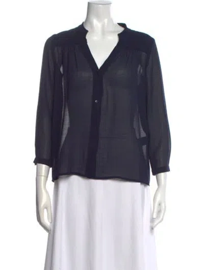 Pre-owned Ba&sh V-neck Three-quarter Sleeve Blouse In Black