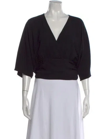 Pre-owned Ba&sh V-neck Three-quarter Sleeve Blouse In Blue