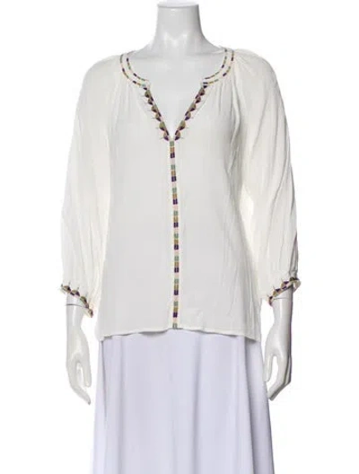 Pre-owned Ba&sh V-neck Three-quarter Sleeve Blouse In Gray