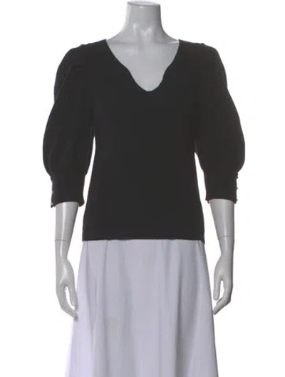 Pre-owned Ba&sh V-neck Three-quarter Sleeve Blouse In Gray