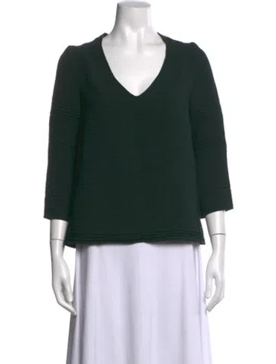 Pre-owned Ba&sh V-neck Three-quarter Sleeve Blouse In Green