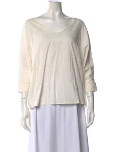 Pre-owned Ba&sh V-neck Three-quarter Sleeve Blouse In Neutrals