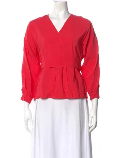 Pre-owned Ba&sh V-neck Three-quarter Sleeve Blouse In Pink