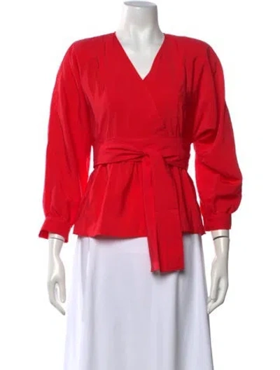 Pre-owned Ba&sh V-neck Three-quarter Sleeve Blouse In Pink
