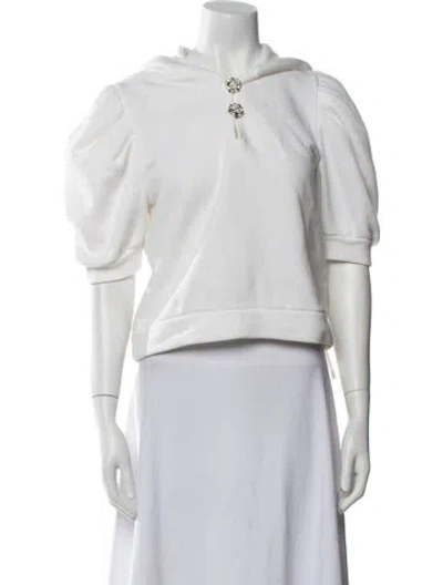 Pre-owned Ba&sh V-neck Three-quarter Sleeve Crop Top In White