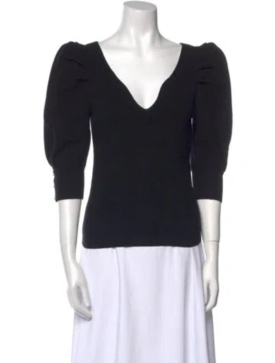 Pre-owned Ba&sh V-neck Three-quarter Sleeve Top In Black
