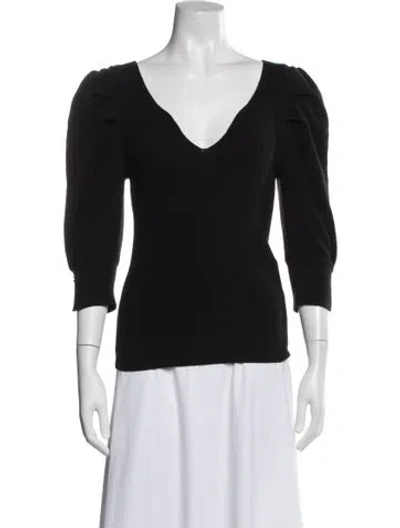 Pre-owned Ba&sh V-neck Three-quarter Sleeve Top In Black