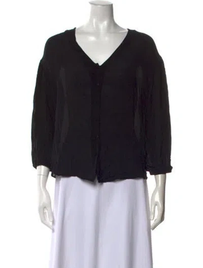 Pre-owned Ba&sh V-neck Three-quarter Sleeve Top In Black