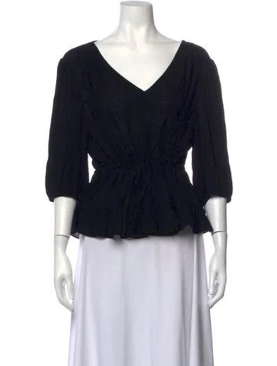 Pre-owned Ba&sh V-neck Three-quarter Sleeve Top In Black