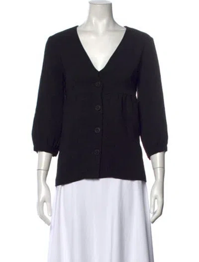 Pre-owned Ba&sh V-neck Three-quarter Sleeve Top In Black
