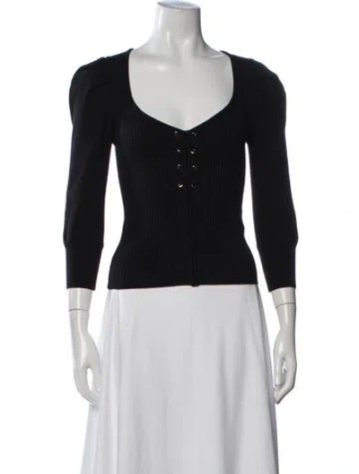 Pre-owned Ba&sh V-neck Three-quarter Sleeve Top In Blue