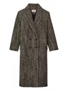 Ba&sh Voxlow Double-breasted Patterned Coat In Black