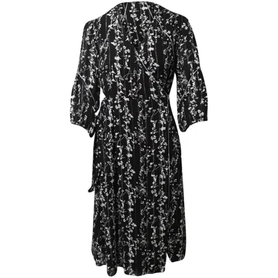 Ba&sh Ba & Sh Waist Tie Silver-trimmed Floral Dress In Black Viscose In Multi