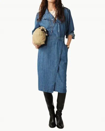 BA&SH WAKIE DENIM MIDI DRESS IN LIGHT USED BLUE