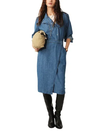 Ba&sh Wakie Denim Midi Dress In Light Used Blue In Multi