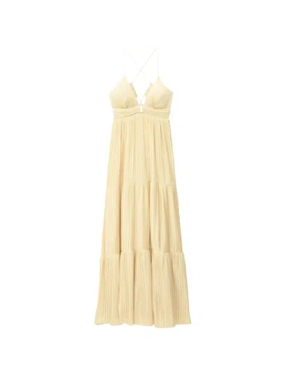Ba&sh Wasta Pleated Tiered-design Dress In Yellow