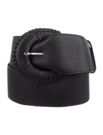 Pre-owned Ba&sh Wide Calf Leather Waist Belt In Black